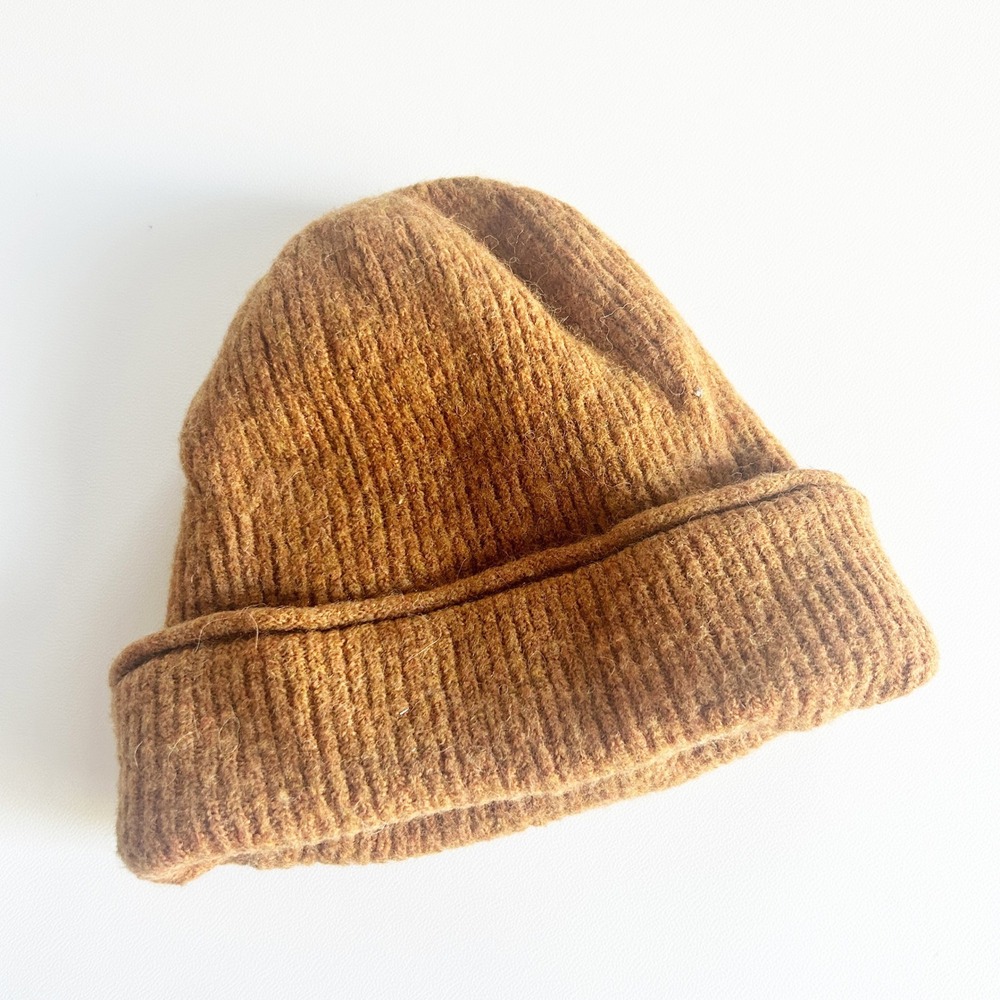 Madewell Womens Brown‎ Ribbed Wool Alpaca Blend Cozy Cabincore Kent Beanie OS